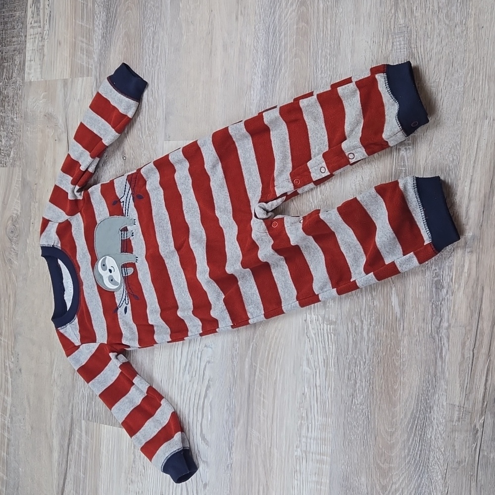 Child of Mine boys 24m fleece sloth one-piece outfit striped warm soft winter 24